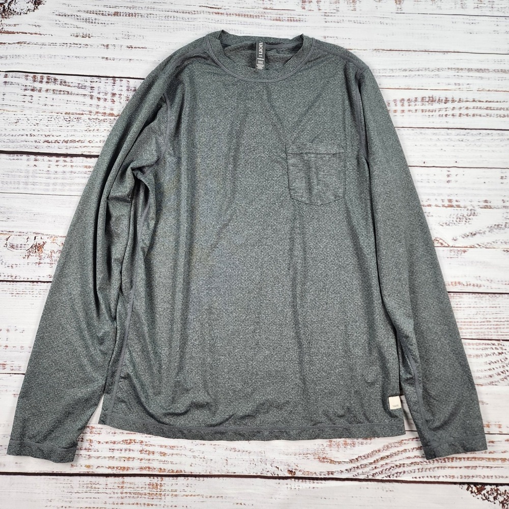 Vuori Long Sleeve Tradewind Performance Tee Mens Size M Heather Gray Pocket V177